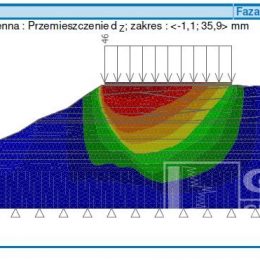 Analiza przemieszczeń skarpy w obrębie budynku, Stryjno